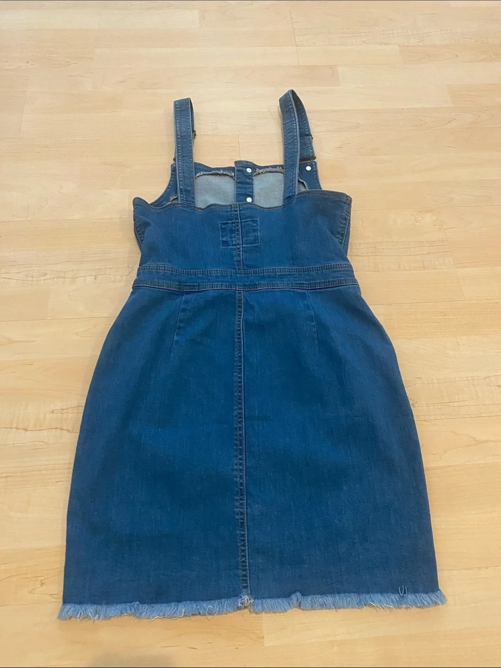 Wax Jean Denim Button Front Pinafore Dress Western Country Rodeo Size Medium - Picture 2 of 5
